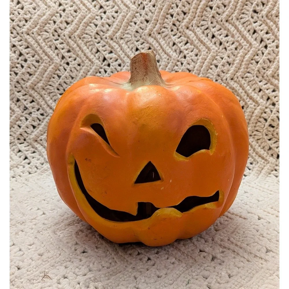 Vintage 1993 Trendmasters Halloween Light Up Foam Pumpkin Jack O Lantern